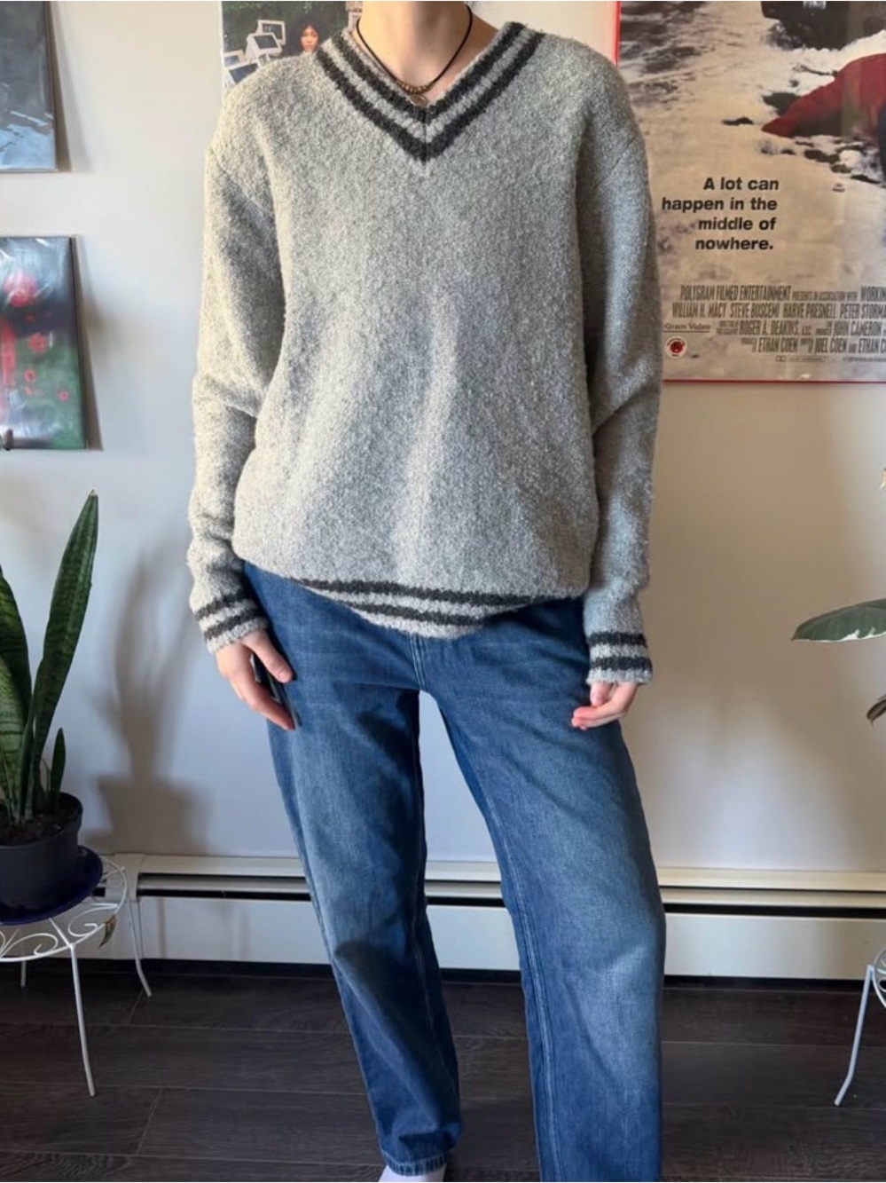 V-Neck Bouclé Sweater